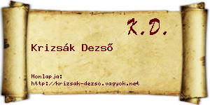 Krizsák Dezső névjegykártya